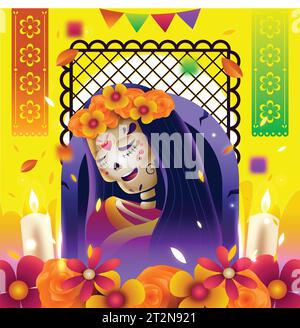 Gradient DIA de muertos Feier Design Vektor Illustration Stock Vektor