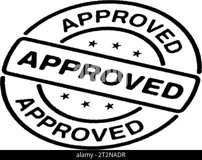 Genehmigter Stempel. Rundes Schild mit „Grunge Approvals“. Vektorabbildung Stock Vektor