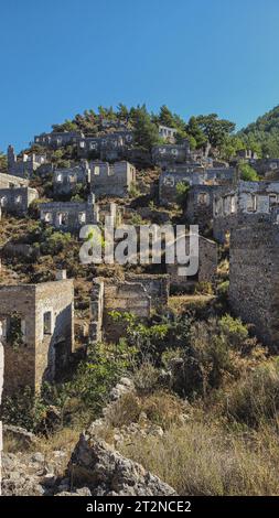 Kayaköy verlor die Stadt in der Türkei Stockfoto