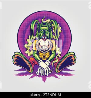 Hase psychedelische Reise Cannabis Fantasia Vektor Illustrationen für Ihre Arbeit Logo, Merchandise T-Shirt, Aufkleber und Label Designs, Poster, Gruß Stock Vektor