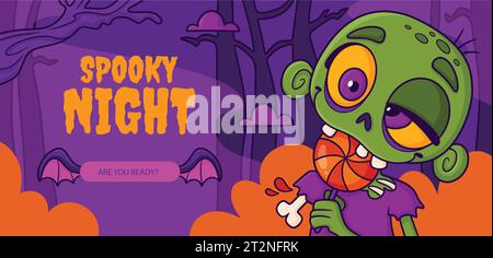Hand gezeichnete horizontale Banner Vorlage halloween Jahreszeit Design Vektor Illustration Stock Vektor