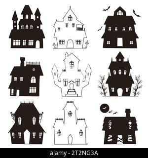 Hand gezeichnete Silhouetten halloween Jahreszeit Design Vektor Illustration Stock Vektor