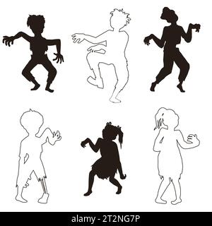 Hand gezeichnete Silhouetten halloween Jahreszeit Design Vektor Illustration Stock Vektor