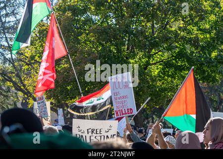 Minneapolis, Minnesota. März für Palästina. Tausende von Menschen versammeln sich zur Unterstützung der Palästinenser und verurteilen die Bombenanschläge in Gaza. Stockfoto