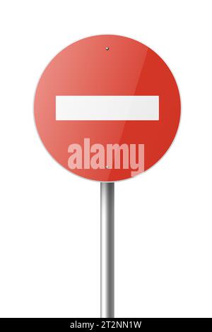 Symbol für rotes und weißes rundes Vektorzeichen. Stop Traffic Sign Frame Closeup isoliert auf weißem Hintergrund. Straßenschild, Schilderdesign Stock Vektor