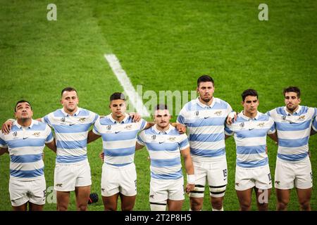 Saint Denis, Frankreich. Oktober 2023. Team von Argentinien während der Weltmeisterschaft 2023, Halbfinalspiel der Rugby union zwischen Argentinien und Neuseeland am 20. Oktober 2023 im Stade de France in Saint-Denis bei Paris, Frankreich - Foto Matthieu Mirville/DPPI Credit: DPPI Media/Alamy Live News Stockfoto