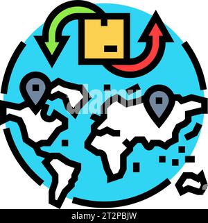 Cross-border Trade Logistic Manager Farbe Symbol Vektor Illustration Stock Vektor