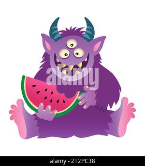 Farbenfrohe Comic-Monster-Figur für Spiele oder Maskottchen-Illustration Stock Vektor