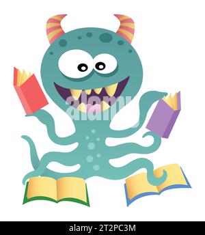 Farbenfrohe Comic-Monster-Figur für Spiele oder Maskottchen-Illustration Stock Vektor