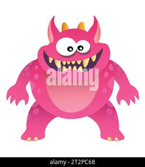 Farbenfrohe Comic-Monster-Figur für Spiele oder Maskottchen-Illustration Stock Vektor