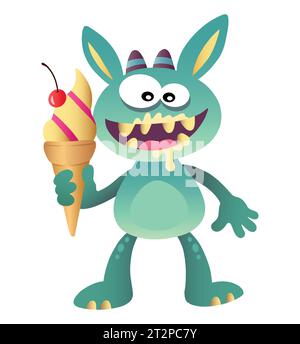 Farbenfrohe Comic-Monster-Figur für Spiele oder Maskottchen-Illustration Stock Vektor