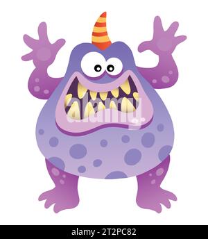 Farbenfrohe Comic-Monster-Figur für Spiele oder Maskottchen-Illustration Stock Vektor