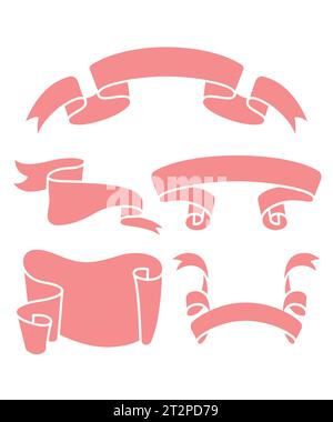 Vintage-Band und Papierobjekte Vorlage Silhouette Illustration Dekoration Stock Vektor