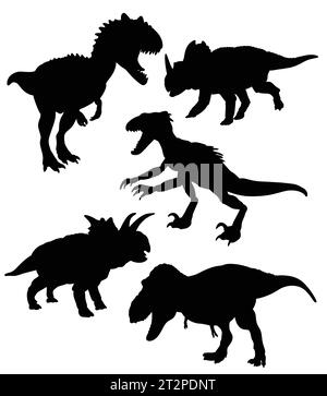 tyrannosaurus Dinosaurier Reptilienmonster Tier Silhouette Stock Vektor