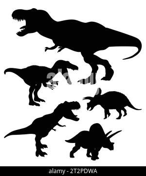 tyrannosaurus Dinosaurier Reptilienmonster Tier Silhouette Stock Vektor