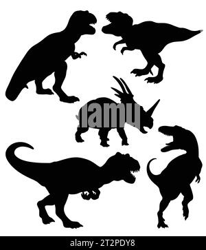 tyrannosaurus Dinosaurier Reptilienmonster Tier Silhouette Stock Vektor