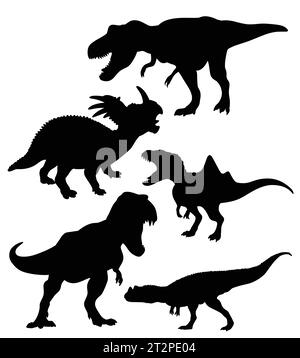 tyrannosaurus Dinosaurier Reptilienmonster Tier Silhouette Stock Vektor