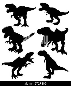 tyrannosaurus Dinosaurier Reptilienmonster Tier Silhouette Stock Vektor