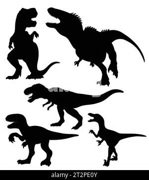 tyrannosaurus Dinosaurier Reptilienmonster Tier Silhouette Stock Vektor
