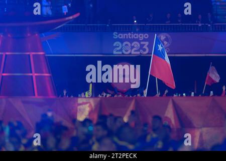 Santiago, Chile. Oktober 2023. Eröffnung der Pan American Games Santiago 2023. Im Estadio Nacional Julio Martínez Prádanos in Santiago. Chile. Quelle: Reinaldo Reginato/FotoArena/Alamy Live News Stockfoto