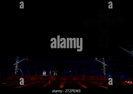 Santiago, Chile. Oktober 2023. Eröffnung der Pan American Games Santiago 2023. Im Estadio Nacional Julio Martínez Prádanos in Santiago. Chile. Quelle: Reinaldo Reginato/FotoArena/Alamy Live News Stockfoto