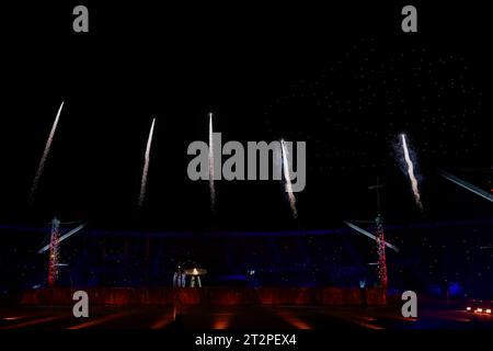 Santiago, Chile. Oktober 2023. Eröffnung der Pan American Games Santiago 2023. Im Estadio Nacional Julio Martínez Prádanos in Santiago. Chile. Quelle: Reinaldo Reginato/FotoArena/Alamy Live News Stockfoto