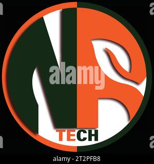 NR abstrakte Vektor-Logo-Monogramm-Vektor-Vorlage. Letter NR Creative Logo Design Vektor. Orange und Dunkelgrün. Ellipsenform. Stock Vektor