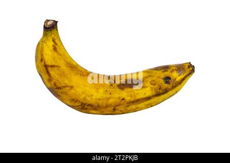 Verfaulte Banane auf weißem Hintergrund isoliert, Beschneidungspfad Stockfoto
