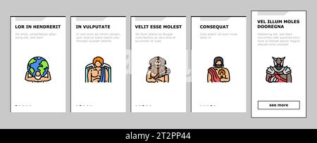 griechische Göttermythologie alte Onboarding-Symbole setzen Vektor Stock Vektor
