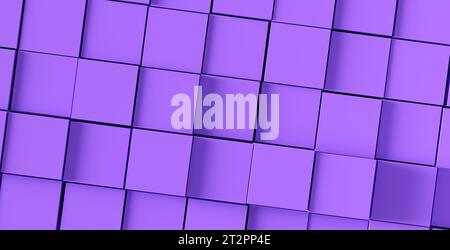 Muster abstrakter violetter Würfel oder Blocktexturen. Hintergrundtapete Kacheln. 3D-Rendering. Stockfoto