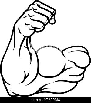 Starker Muskulöser Arm Bizepsmuskel Cartoon-Symbol Stock Vektor