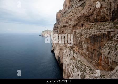 Zugang zur Neptun Grotto Treppe - Sardinien - Italien Stockfoto