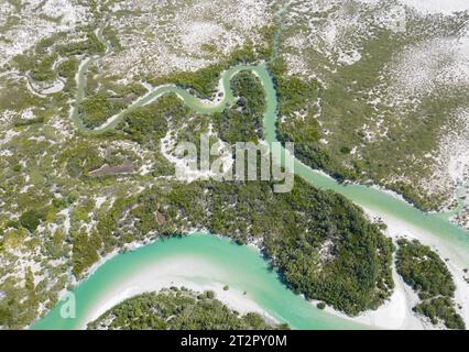 Eine Luftaufnahme des Willie Creek in Broome, Australien Stockfoto