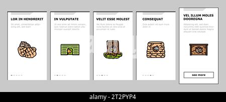Hamster niedliches Tier Haustier Onboarding Icons Set Vektor Stock Vektor