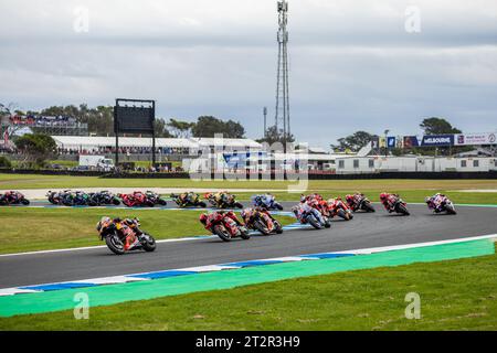 Melbourne, Australien. Oktober 2023. Erste Runde während des australischen MotoGP-Rennens auf dem Phillip Island Grand Prix Circuit. Quelle: Santanu Banik/Alamy Live News Stockfoto