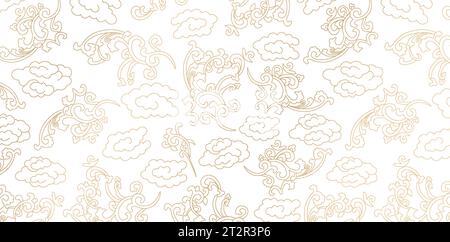 Vektor-Illustration ornamentales chinesisches nahtloses Muster mit Wolken für modisches Textil, Bucheinband, digitale Schnittstellen, Druckentwurfvorlagen Stock Vektor