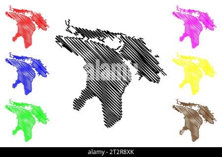 Lake Huron (Kanada, USA, Nordamerika, USA, Great Lakes) Kartenvektordarstellung, Skizzenkarte Stock Vektor