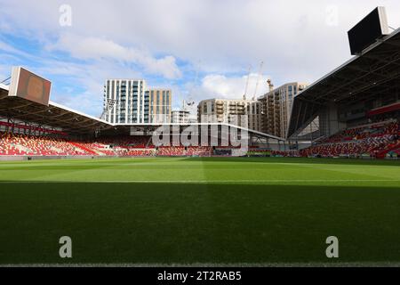 Oktober 2023; Gtech Community Stadium, Brentford, London, England; Premier League Football, Brentford gegen Burnley; Pitch ist im Gtech Community Stadium bereit Stockfoto