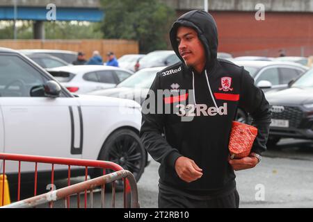 Middlesbrough, Großbritannien. Oktober 2023. Morgan Rogers #10 von Middlesbrough kommt vor dem Sky Bet Championship Match Middlesbrough gegen Birmingham City im Riverside Stadium, Middlesbrough, Großbritannien, 21. Oktober 2023 (Foto: Gareth Evans/News Images) am 21. Oktober 2023 in Middlesbrough, Großbritannien. (Foto: Gareth Evans/News Images/SIPA USA) Credit: SIPA USA/Alamy Live News Stockfoto