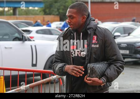 Middlesbrough, Großbritannien. Oktober 2023. Anfernee Dijksteel #15 von Middlesbrough kommt vor dem Sky Bet Championship Match Middlesbrough gegen Birmingham City am 21. Oktober 2023 im Riverside Stadium, Middlesbrough, Großbritannien (Foto: Gareth Evans/News Images) in Middlesbrough, Großbritannien am 21. Oktober 2023. (Foto: Gareth Evans/News Images/SIPA USA) Credit: SIPA USA/Alamy Live News Stockfoto