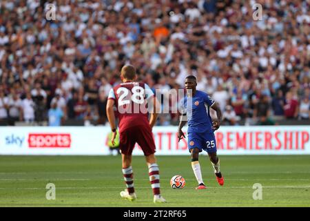 Moises Caicedo of Chelsea - West Ham United / Chelsea, Premier League, London Stadium, London, UK - 20. August 2023 nur redaktionelle Verwendung - es gelten Einschränkungen bei DataCo Stockfoto