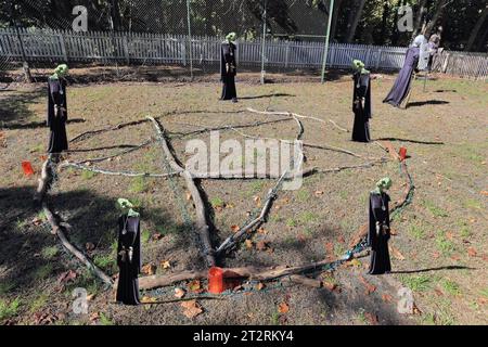 Halloween-Szene Long Island NY Stockfoto