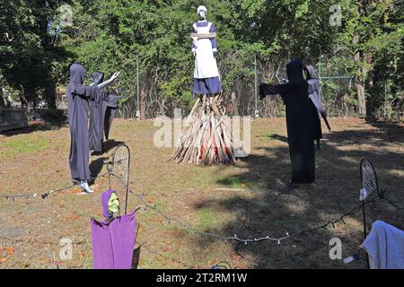 Halloween-Szene Long Island NY Stockfoto