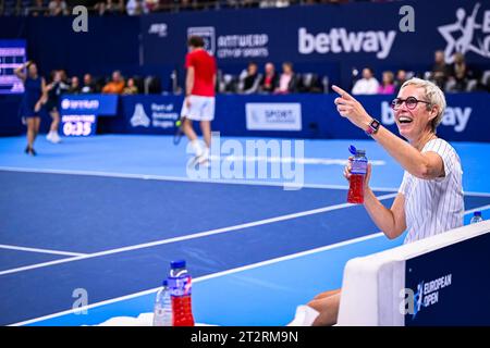 Antwerpen, Belgien. Oktober 2023. Der ehemalige Spieler Els Callens wurde während des European Open Tennis ATP Turniers am Samstag, den 21. Oktober 2023 in Antwerpen gezeigt. BELGA FOTO LAURIE DIEFFEMBACQ Credit: Belga News Agency/Alamy Live News Stockfoto