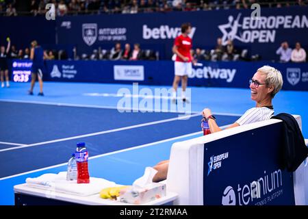 Antwerpen, Belgien. Oktober 2023. Der ehemalige Spieler Els Callens wurde während des European Open Tennis ATP Turniers am Samstag, den 21. Oktober 2023 in Antwerpen gezeigt. BELGA FOTO LAURIE DIEFFEMBACQ Credit: Belga News Agency/Alamy Live News Stockfoto