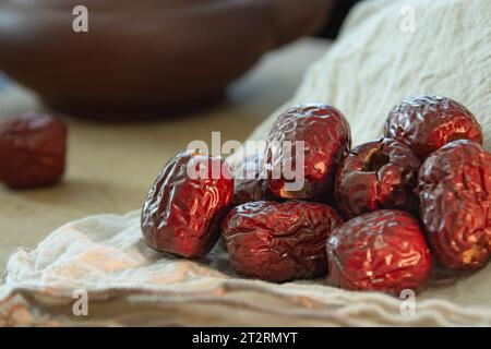 Köstliche rote Datteln (rote Jujube) Stockfoto