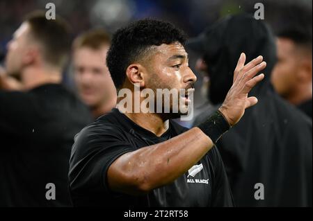 Julien Mattia / Le Pictorium - Argentinien gegen Neuseeland im Stade de France - 20/10/2023 - Frankreich / seine-Saint-Denis / Saint-Denis - Richie Mo'unga im Halbfinale der Rugby-Weltmeisterschaft zwischen Argentinien und Neuseeland im Stade de France am 20. Oktober 2023. Stockfoto