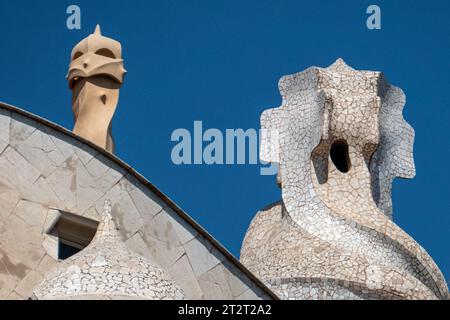 Details zum Werk eines Genies namens Gaudi in Barcelona. Stockfoto