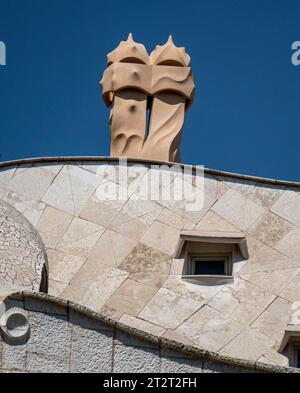 Details zum Werk eines Genies namens Gaudi in Barcelona. Stockfoto