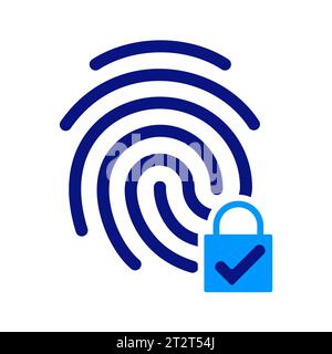 Fingerabdruckscan, Scanner mit Schlüssel, Schloss. Biometrisch, Identifikation, Touch-Id, Touchscreen-Deaktivierung. Symbolgruppe. Stockfoto